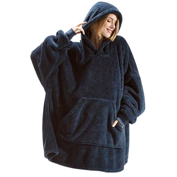 Oversized Fleece Pocket Hoodie Unisex One Size Fits Most Comfy Warm NWT - Picture 5 of 11